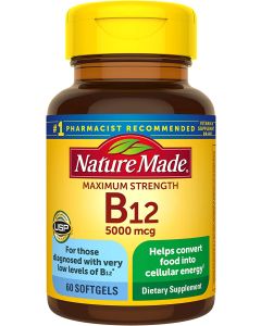 Nature Made Maximum Strength Vitamin B12 60 Softgels 5000mcg - supplemynts.com