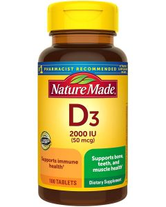 Nature Made Vitamin D3 2000 IU 50mcg Tablets Muscle Bone Support - supplemynts.com