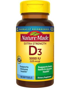 Nature Made Vitamin D3 Extra Strength 5000 IU 125mcg Softgels - supplemynts.com