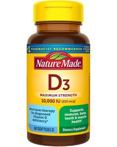 Nature Made Vitamin D3 Maximum Strength 10,000 IU 250mcg 60 Softgels - supplemynts.com