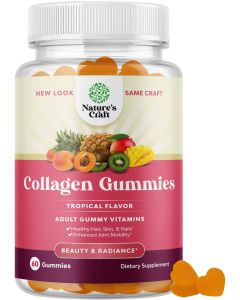Nature's Craft Tropical Flavor Collagen 60 Gummies Adult Vitamins - supplemynts.com