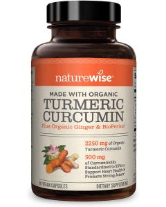 NatureWise Curcumin Turmeric 2250mg BioPerine Organic Ginger 90 Caps - supplemynts.com