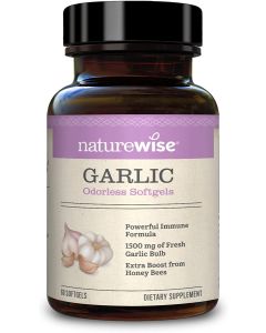 NatureWise Garlic Odorless 60 Softgels 1500mg Dietary Supplement