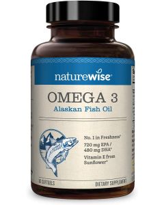 NatureWise Omega 3 Supplement Wild Alaskan Fish Oil 2000mg 60 Softgels