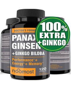 Noomost Panax Ginseng Ginkgo Biloba Performance Booster 120 Vegan Caps - supplemynts.com