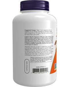 NOW Activated Charcoal Detox Support 200 Veggie Caps Non GMO