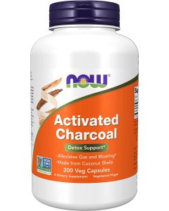 NOW Activated Charcoal Detox Support 200 Veggie Caps Non GMO