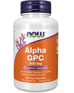 NOW Alpha GPC 300mg Cognitive Support 60 Veggie Caps Mental Acuity