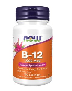 NOW B 12 1000 mcg Nervous System Health Supplement 100 Lozenges