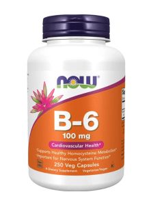 NOW B6 100mg Cardiovascular Health Support 250 Veggie Caps