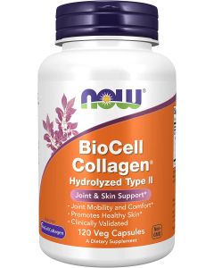 NOW BioCell Collagen Hydrolyzed Type II Joint Support 120 Veggie Caps - supplemynts.com