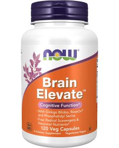 NOW Brain Elevate Cognitive Function Ginkgo Biloba 120 Veggie Caps