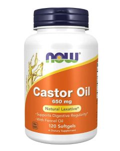 NOW Castor Oil 650mg Natural Laxative Digestive Supplement 120 Softgel - supplemynts.com