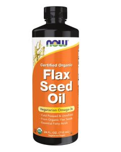NOW Certified Organic Flax Seed Oil Liquid 24 Oz. Vegetarian Omega 3