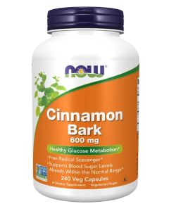 NOW Cinnamon Bark 600mg Healthy Glucose Metabolism Support 240 Caps