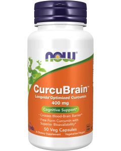 NOW CurcuBrain Longvida Optimized Curcumin 400mg 50 Veggie Caps