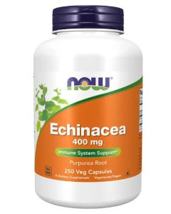 NOW Echinacea 400mg Immune System Support 250 Veggie Caps - supplemynts.com