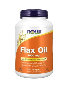 NOW Flax Oil 1000mg 250 Softgels Cardiovascular Support Supplement