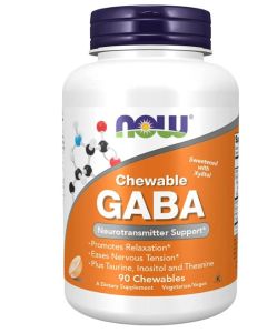 NOW GABA Chewables 90 Count Orange Flavor Neurotransmitter Support
