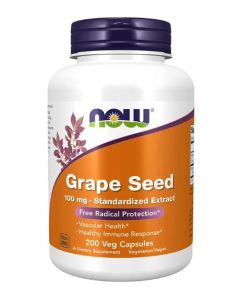 NOW Grape Seed 100mg Standardized Extract 200 Veg Caps Vascular Health