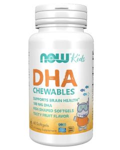 NOW Kids DHA Brain Health Support Fruit Flavor 60 Chewable Softgels