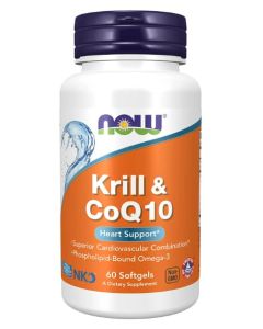 NOW Krill and CoQ10 Hearth Support Supplement 60 Softgels