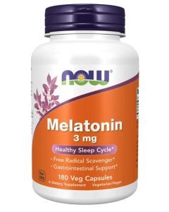 NOW Melatonin 3mg 180 Veggie Caps Healthy Sleep Cycle Support