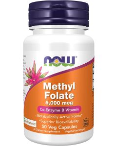 NOW Methyl Folate 5000mcg Co Enzyme B Vitamin 50 Veggie Caps - supplemynts.com