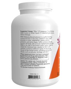 NOW MSM (Methylsulfonylmethane) Powder 1Lb Joint Support Supplement