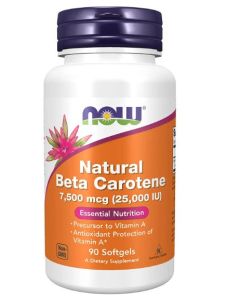NOW Natural Beta Carotene 25000 IU Essential Nutrition Softgels