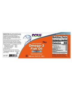NOW Omega 3 Lemon Flavored Fish Oil Liquid 16.9 Oz - supplemynts.com