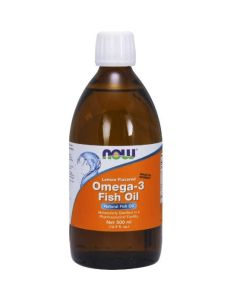 NOW Omega 3 Lemon Flavored Fish Oil Liquid 16.9 Oz - supplemynts.com