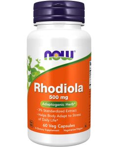 NOW Rhodiola 500mg Adaptogenic Herb 60 Veggie Caps Non GMO - supplemynts.com