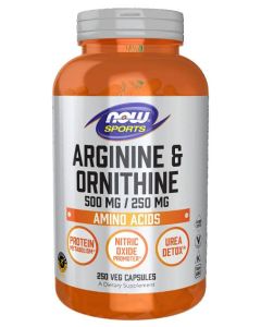 NOW Sports Arginine & Ornithine Amino Acids 250 Veggie Caps - supplemynts.com