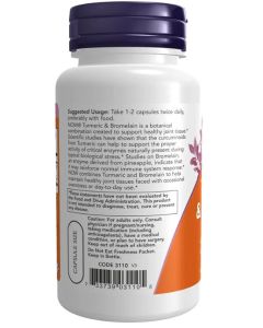 NOW Turmeric &amp; Bromelain 90 Veggie Caps Joint Support Supplement - supplemynts.com