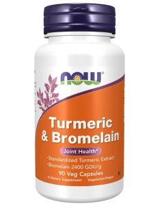 NOW Turmeric & Bromelain 90 Veggie Caps Joint Support Supplement - supplemynts.com