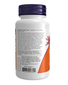 NOW Vitamin D-3 K-2 1000IU 45mcg Bone Health Support 120 Veggie Caps - supplemynts.com