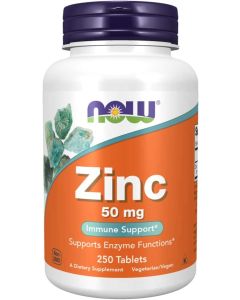 NOW Zinc 50mg Immune Support Supplement 250 Tablets - supplemynts.com