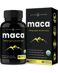 Nutra Champs 180 Organic Caps Peruvian Maca Powder Energy Booster