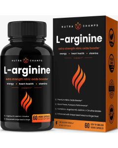 Nutra Champs L Arginine Nitric Oxide Energy Booster 60 Veggie Caps