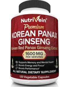Nutrivein Pure Korean Red Panax Ginseng Energy Boost 120 Veggie Caps - supplemynts.com