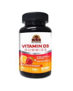 Okay Bone Support Gummies Vitamin D3 90 Count Orange Strawberry Flavor - supplemynts.com