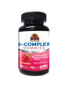 Okay Energy Support Gummies B Complex 45 Count Strawberry Flavor
