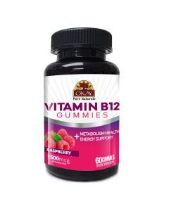 Okay Energy Support Gummies Vitamin B12 60 Count Raspberry - supplemynts.com