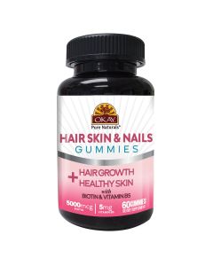 Okay Gummies Hair Skin Nails 60 Count Cream Soda Flavor Vitamin B5 - supplemynts.com