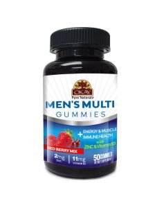 Okay Gummies Men's Multi 50 Count Red Berry Mix Flavor Zinc Vitamin B3 - supplemynts.com