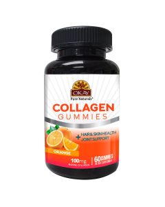 Okay Hair Skin Support Gummies Collagen 100mg 60 Count Orange Flavor - supplemynts.com