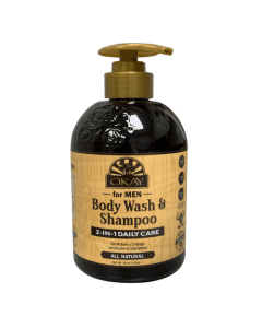 OKAY Men Body Wash Shampoo 2 in 1 Daily Care All Natural 16oz/473ml