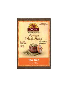 OKAY Pure Naturals African Black Soap Tea Tree 5.5oz / 156gr - supplemynts.com