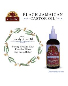 OKAY Pure Naturals Black Jamaican Castor Oil Eucalytus 4oz / 188ml